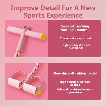 6-Strand Heavy Duty Abdominal Crunch Fitness Equipment – Leg & Core Workout, Sit-Up Assist, Home Gym Exercise, Non-Slip Foot Pedal & Resistance Bands (Portable)