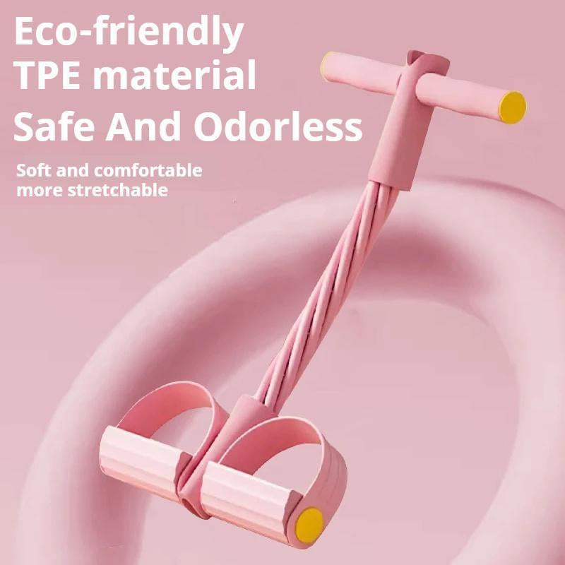 6-Strand Heavy Duty Abdominal Crunch Fitness Equipment – Leg & Core Workout, Sit-Up Assist, Home Gym Exercise, Non-Slip Foot Pedal & Resistance Bands (Portable)